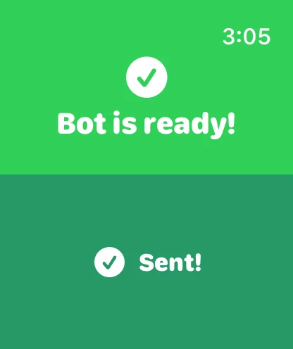 After a tap on Encourage, the bottom button turns green and says Sent